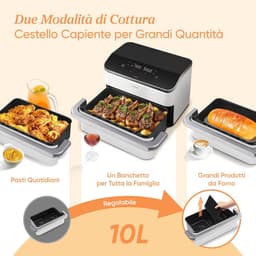 Grote Heteluchtfriteuse 10 Liter met Dubbele Mand, 7-in-1, 2800W, Voor Gezond Frituren — thumbnail 7