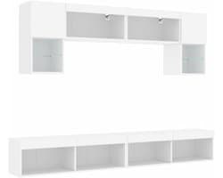 Zesdelige Zwevende TV-Wandset met Ingebouwde LED-Verlichting