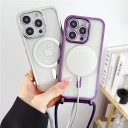 Magsafe Silicone Hoes met Koord / Touwtje & camera Protection GLass - Goud Geschikt voor iPhone 17 Pro Max — thumbnail 2