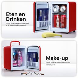 Kaaiman® Mini Koelkast 4L - Kleine Koelkast 12V/220V - Cosmetische Koelkast - Warm en Koud Functie - Skincare Fridge - Minikoelkast Slaapkamer - Rood — thumbnail 4