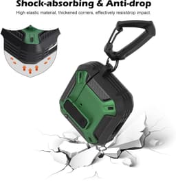 Beschermhoes voor Airpods 4e generatie - TPU materiaal - met slotdeksel en sleutelhaak - stofdicht en schokbestendig - dubbellaags - Zwart/Groen - 2024. — thumbnail 2