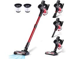 Steelstofzuiger Draadloos – Stofzuiger Zonder Zak met HEPA Filter | LED-Verlichting, 2 Snelheden, Tot 49 Min Looptijd