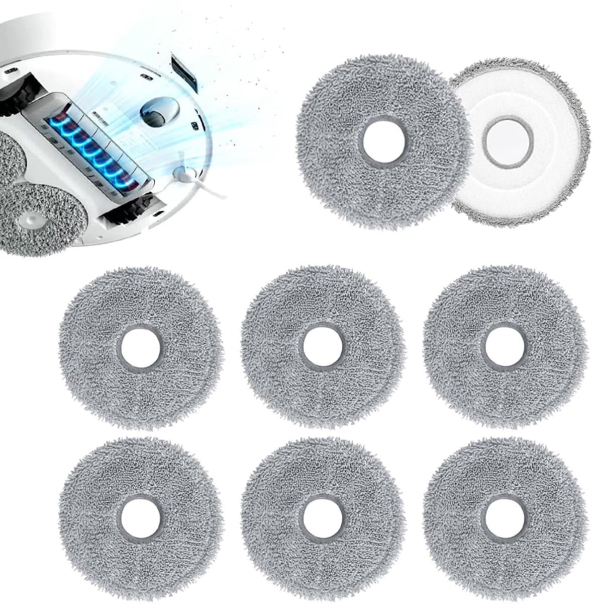Dweilpads - Geschikt voor dreame X10 / S10 Plus / L10S Ultra - Mop Pad - 13.5*13.5cm - 8 stuks - Grijs — afbeelding 1
