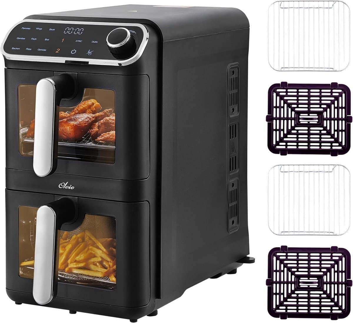 Heteluchtfriteuse met Dubbele Kamer 11L Verticaal XL 2460W Digitale Programma's — afbeelding 1