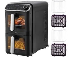 Heteluchtfriteuse met Dubbele Kamer 11L Verticaal XL 2460W Digitale Programma's