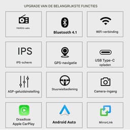 ESSGOO Universele 1Din Autoradio met Bluetooth - DAB+ - Draadloze Apple Carplay en Android Auto - 6,86 inch Touchscreen - USB, Aux, FM-Radio, RDS, MP5 - Handsfree bellen - Android 15 4 + 64GB -Achteruitrijcamera — thumbnail 5