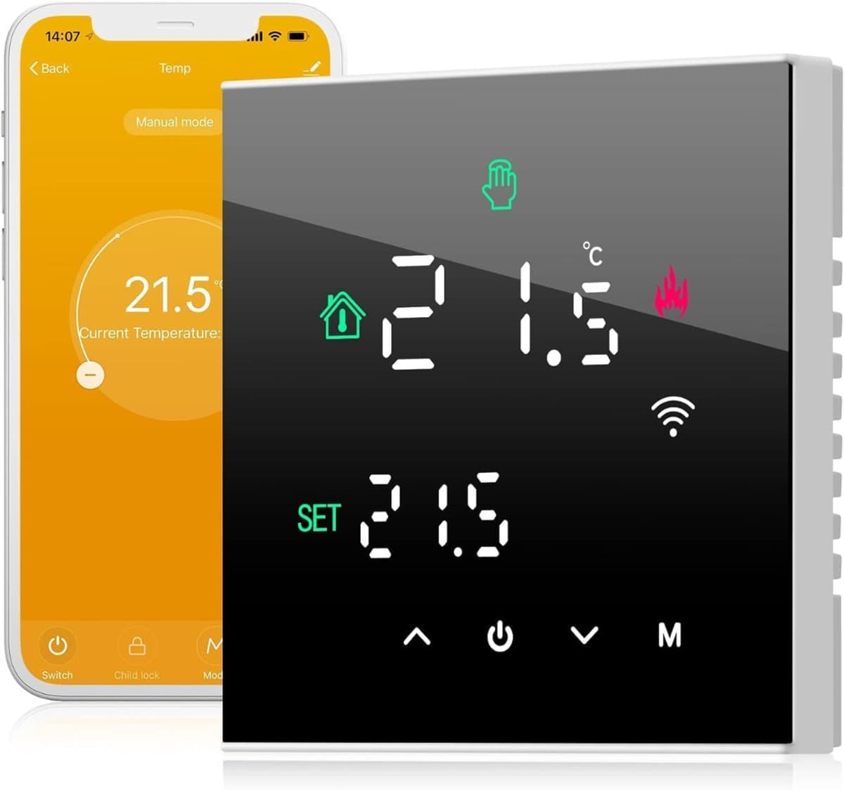 NBAP® Thermostaat voor cv - Draadloos met Wifi - Met App - Zwart — afbeelding 1
