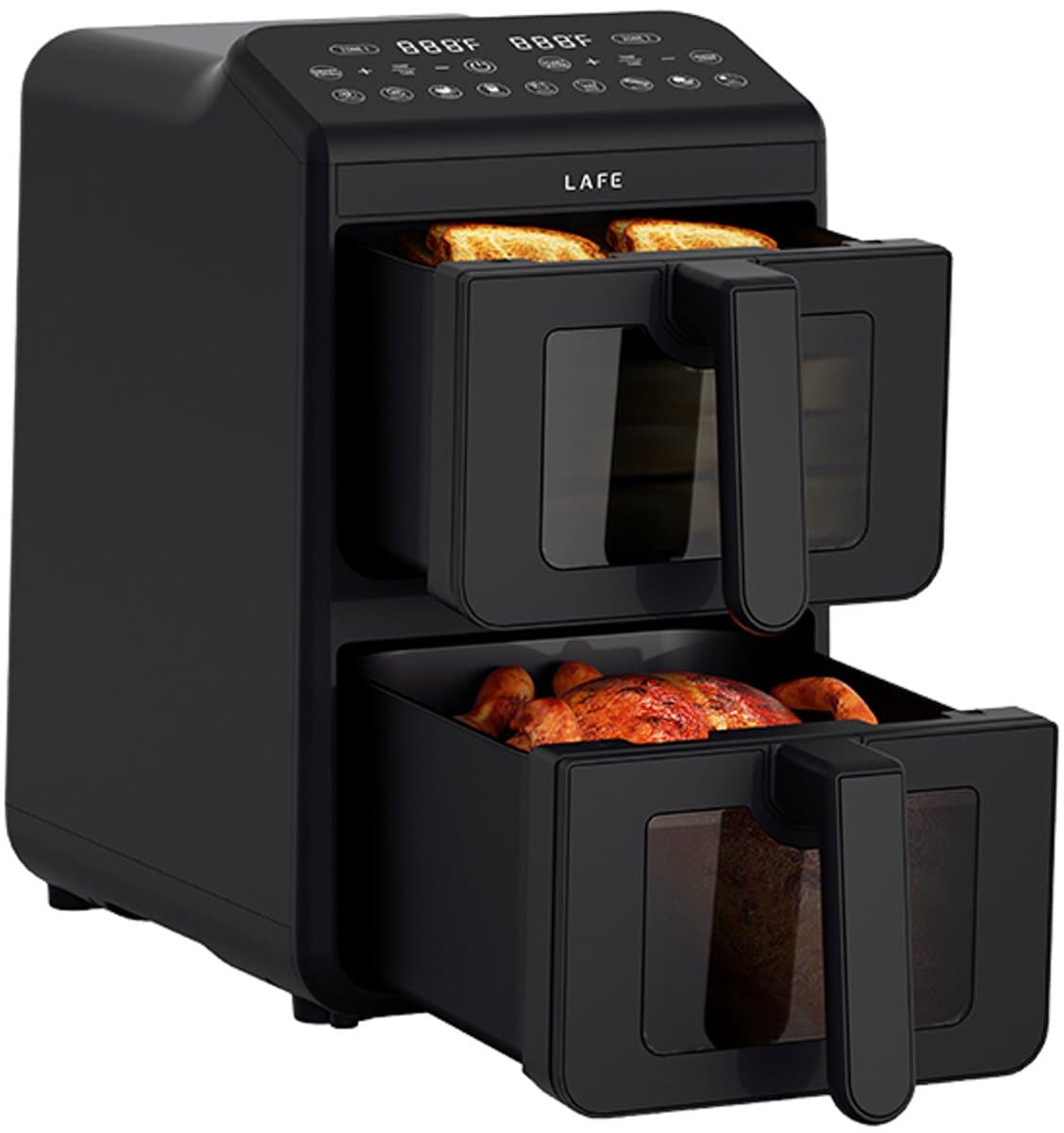 LAFE - Air Fryer - vetvrije friteuse - 2 kamers 5 L, vermogen 2460 W, LCD-display, Dual Fry — afbeelding 1