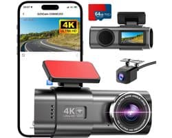 Aura® Dashcam voor Auto Voor en Achter - Dashcam - Zwart - 4cm x 10cm x 5cm