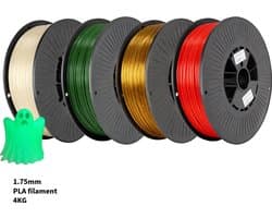 PLA+ 4KG Kerst voordeelpakket 3D Printer Filament 1.75 mm - Hoge Kwaliteit en Duurzaam - Compatibel met Creality, Bambu Lab, Esun en Meer - Perfect voor Prototypes, Modellen en Accessoires - Professioneel en Thuisgebruik