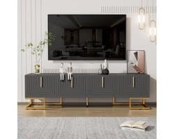 Tv-kast met laden - Lowboard meubel - Media opbergen - Gestructureerde deur - 170 x 40 x 455 cm