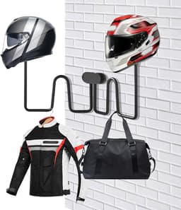 Helmhouder Muur - Dubbele Kop Houder - Motorhelm Ophangen - 180 Graden Draaibaar - Hoog Draagvermogen - Zwart — thumbnail 1