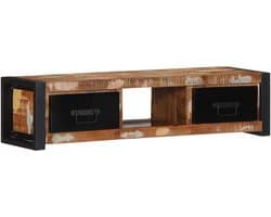 Tv-kast met laden - Tv meubel dressoir - Woonkamer opbergen - Massief oud hout - 100x30x25 cm - Zwart bruin