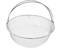 Airfryer Mand - Friteuse Accessoire - Gelijkmatig Koken - Roestvrij Staal - 21cm Diameter - Zilver