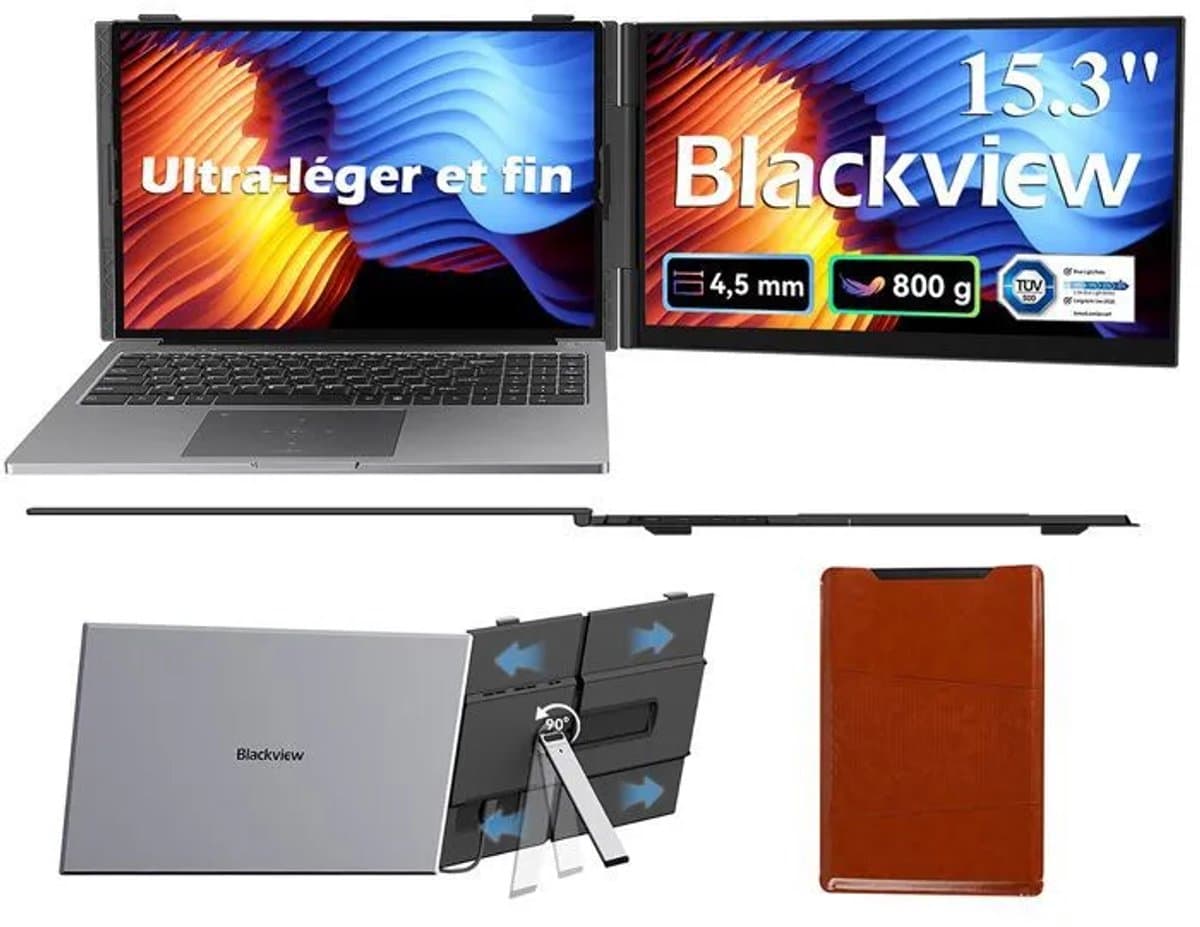 Blackview SCM8 Portable Monitor - 15,3 inch FHD 1200P IPS Dubbel Scherm - 100% sRGB - Laptopscherm: 13-17,3" - Laptop Scherm Uitbreider - PC/Laptop/Xbox/Schakelaar/PS5 - Grijs — afbeelding 1