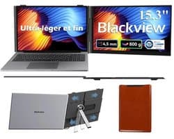 Blackview SCM8 Portable Monitor - 15,3 inch FHD 1200P IPS Dubbel Scherm - 100% sRGB - Laptopscherm: 13-17,3" - Laptop Scherm Uitbreider - PC/Laptop/Xbox/Schakelaar/PS5 - Grijs