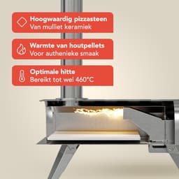 KitchenBrothers Pizza Oven - Houtgestookt - Tafelmodel - Met Beschermhoes - PFAS-vrij - Inklapbaar - Pizzasteen - tot 460°C Pizza maker - Complete Set - Pizzaoven voor Buiten - RVS — thumbnail 3
