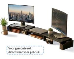 VIVOLUXE Monitor Standaard - Monitor Verhoger - Laptop Verhoger voor Bureau - 1 of 2 Monitors - in Breedte Verstelbaar - 2 Varianten - VOORGEMONTEERD