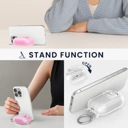 kwmobile Transparante hoofdtelefooncase voor Apple Airpods Pro 2 / Pro 1 hoes - Headphones TPU cover met standaardfunctie en veiligheidsvergrendeling - poederroze — thumbnail 2