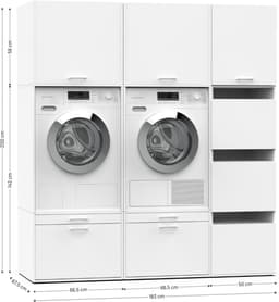 Washcab® Wasmachine Kast - Wasmachine Verhoger - Wasmachine Ombouw - Met lade - Wit - Duo Set High 3 — thumbnail 3