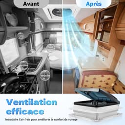 Premium - 12V 8W RV Ventilatieventilator - LED-licht - IP68 Waterdicht - 6 Snelheden - Handmatige bediening - 28x28cm - Caravan Dakafzuigventilator - Ventilatiesysteem - Geschikt voor campers - Wit model — thumbnail 3