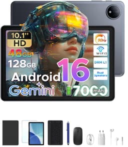 POCKAM P10 TAB - Gemini AI Tablet - 48 GB RAM (8+40 GB) + 128 GB ROM - 10,1 inch HD- Android 16 - 7000mAh - Quad-Core T310 - Dubbele luidsprekers - Volledige accessoirebundel met toetsenbord en stylus — thumbnail 1