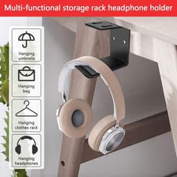 Houder voor hoofdtelefoon - muurbeugel met schroeven en plakband - universele hanger voor meerdere apparaten - geschikt voor bureau, muur, tafel - gaming accessoire — thumbnail 3