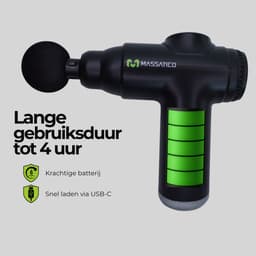 Massatico Massage Gun Compact - Professioneel en Krachtig Massage Apparaat - Massageapparaat Massagegun - Massage Pistool - Zwart - 5 Opzetstukken - 32 Standen - Met Koffer — thumbnail 2