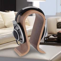 Hoofdtelefoonstandaard van walnoothout, hoofdtelefoonhouder, universele hoofdtelefoonhouder, U-vormig, duurzaam, antislip, voor thuis, kantoor en winkel (bruin) — thumbnail 5