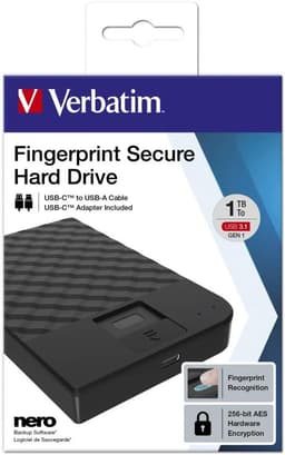 Externe Harde Schijf - Draagbare Opslag - Veilige Dataopslag - Vingerafdruk Beveiliging - 1 TB - Zwart — thumbnail 4