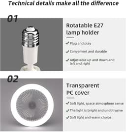 Ventilator met Lamp - Plafond Ventilator - Kleine Ruimtes - Inclusief Afstandsbediening - 30 cm Diameter - Wit — thumbnail 4