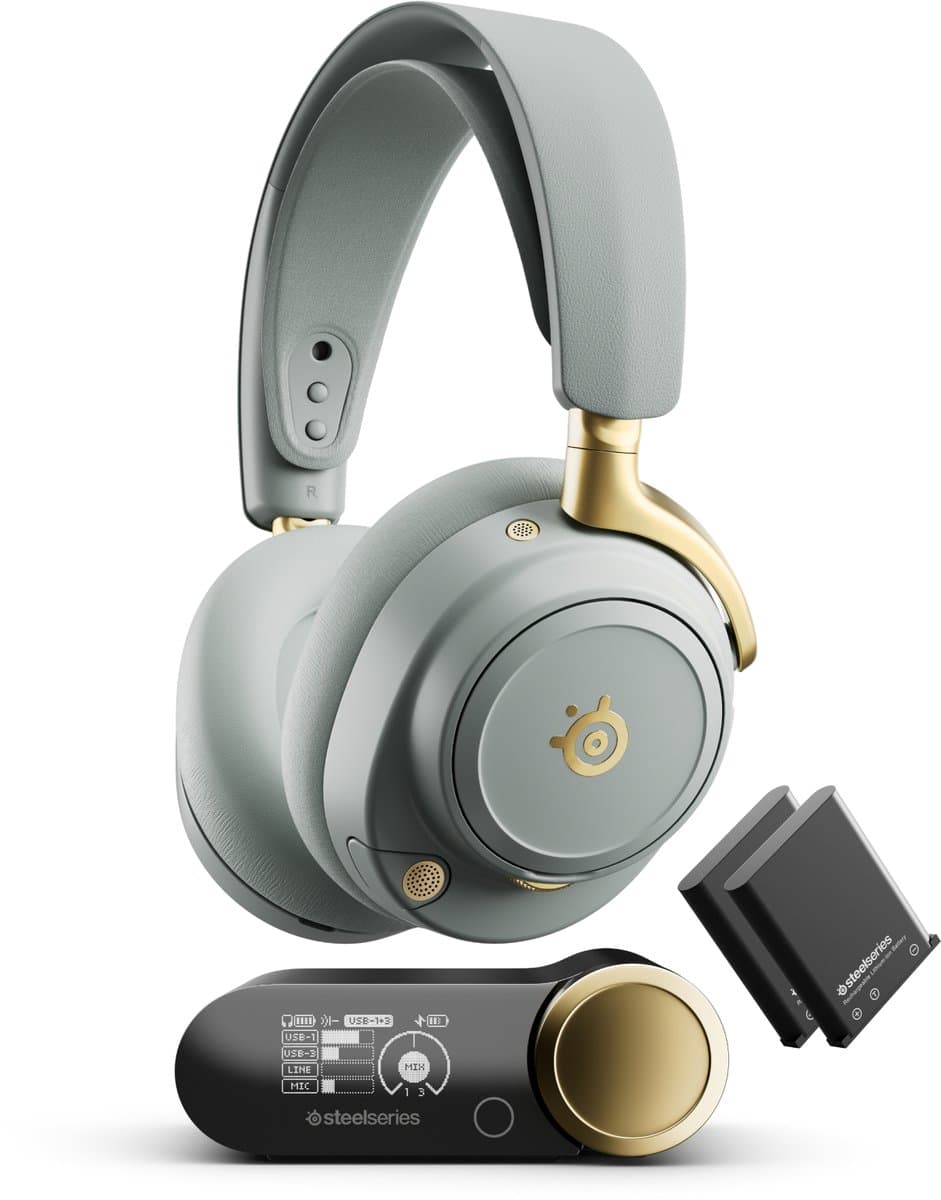 Steelseries Arctis Nova Elite - Hi-Res Wireless Certified Gaming Headset - Sage & Gold — afbeelding 1