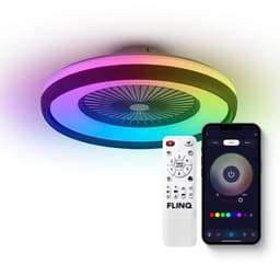 FlinQ LumiFan Ø50 cm Smart Plafondventilator met Verlichting - Lamp met 16 Miljoen Kleuren - Ventilator voor aan het Plafond - Ideaal voor op de Slaapkamer - Bestuurbaar met App of Afstandsbediening — thumbnail 1