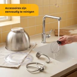 Linea Tegno Steel Mixer PRO-M7500 - Professionele Keukenmixer voor deeg, beslag, slagroom en crèmes - 1500W - Krachtige Antracietgrijze keukenmachine - Stand Mixer met 6.5L edelstalen mengkom. Krachtig, stil en eenvoudig reinigen. — thumbnail 4