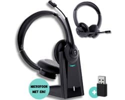 Draadloze Headset met Microfoon - Headset Draadloos - Geschikt voor PC, Laptop, Macbook & Smartphone - Bluetooth Dual Connect - Koptelefoon - Hoofdtelefoon - Noise Cancelling - Good Experience
