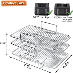 JeiibrZui Airfryerrek - RVS Grill - Drie Lagen/Stapelbaar/3 Stuks - Geschikt voor Oven en Airfryer - Zilverwit — thumbnail 7