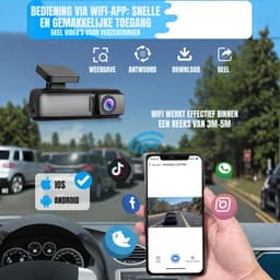 SCH® Dashcam voor Auto Voor en Achter - Dashcam - Zwart - 14cm x 6cm x 13cm — thumbnail 3
