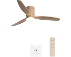 CREATE - Stille 40W plafondventilator met technische ABS bladen in verschillende maten - S - Met licht - Controller voor wandmontage - WIND CALM