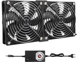 120mm PC-Ventilator - 12V Computerventilator - Verstelbare Behuizingsventilator - met Snelheidsregeling - Geschikt Voor PC's, Laptops en TV'S - 2 X 120mm