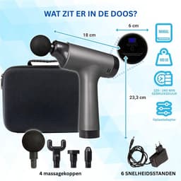 FlexVer® Massage Gun - Pistool - Theragun - 4 Opzetstukken - Zwart — thumbnail 2