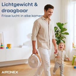 Aironex Opvouwbare Draagbare Ventilator – Stille Tafelventilator & Staande Ventilator – USB Oplaadbaar en Draadloos met LED-licht – Compacte Mini Ventilator voor Bureau, Slaapkamer, Thuis, Kantoor & Camping - Ventilatoren — thumbnail 4