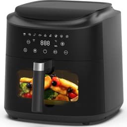 Dewelling Airfryer AF80D10W met kijkvenster - XXL 9L Heteluchtfriteuse - 2350W - 360° Snelle Luchtcirculatie, 9 Automatische Programma’s - 40–200°C — thumbnail 1