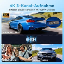 Dashcam Auto - 3 Kanaals Camera - Veilige Ritten - 490° Groothoek - 3.16 Inch Scherm — thumbnail 4