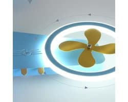 LED Plafondlamp Vliegtuig - Kinderkamerlamp Modern - Sfeervolle Verlichting - Dimbaar Met Afstandsbediening - 75 x 75 x 7 cm