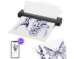 De Warenloods - Draadloze thermische tattoo-stencilprinter - Tattoo-machine - Draagbare A4 thermische printer - Tattoo stencil printer