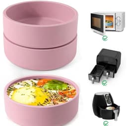 3-delige eiervormenset voor de airfryer, siliconen eiervorm, individuele eiermaker, herbruikbare eiervorm, eierkoker voor de magnetron, vaatwasmachinebestendig (rond - roze) — thumbnail 1