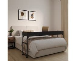 DreamDesk Bedtafel Op Wielen Verstelbare Tafel Voor Over Bed Bed Tafel 160 cm - Bedtafels - Verrijdbaar - Laptoptafel met wielen - Bedtafeltje - Verstelbaar - Laptop - Overbed tafel - Sta Bureau - Midnight Black