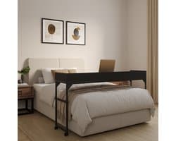 DreamDesk Bedtafel Op Wielen Verstelbare Tafel Voor Over Bed Bed Tafel - 140 cm - Bedtafels - Verrijdbaar - Laptoptafel met wielen - Bedtafeltje - Verstelbaar - Laptop - Overbed tafel - Sta Bureau - Midnight Black
