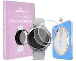 xoxo Wildhearts screenprotector geschikt voor Samsung Galaxy Watch 4 Classic - 46mm - Gehard glas - Beschermglas - Duopack - Glasplaatje - Eenvoudig te installeren met one-click tool - 2 stuks