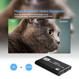 Daroyx® VCC4K Pro Video Capture Card - USB-A 3.0 - HDMI 4K@60Hz - Game Capture voor PC, Mac, PS4, PS5, Nintendo, Xbox en meer - Zwart — thumbnail 4